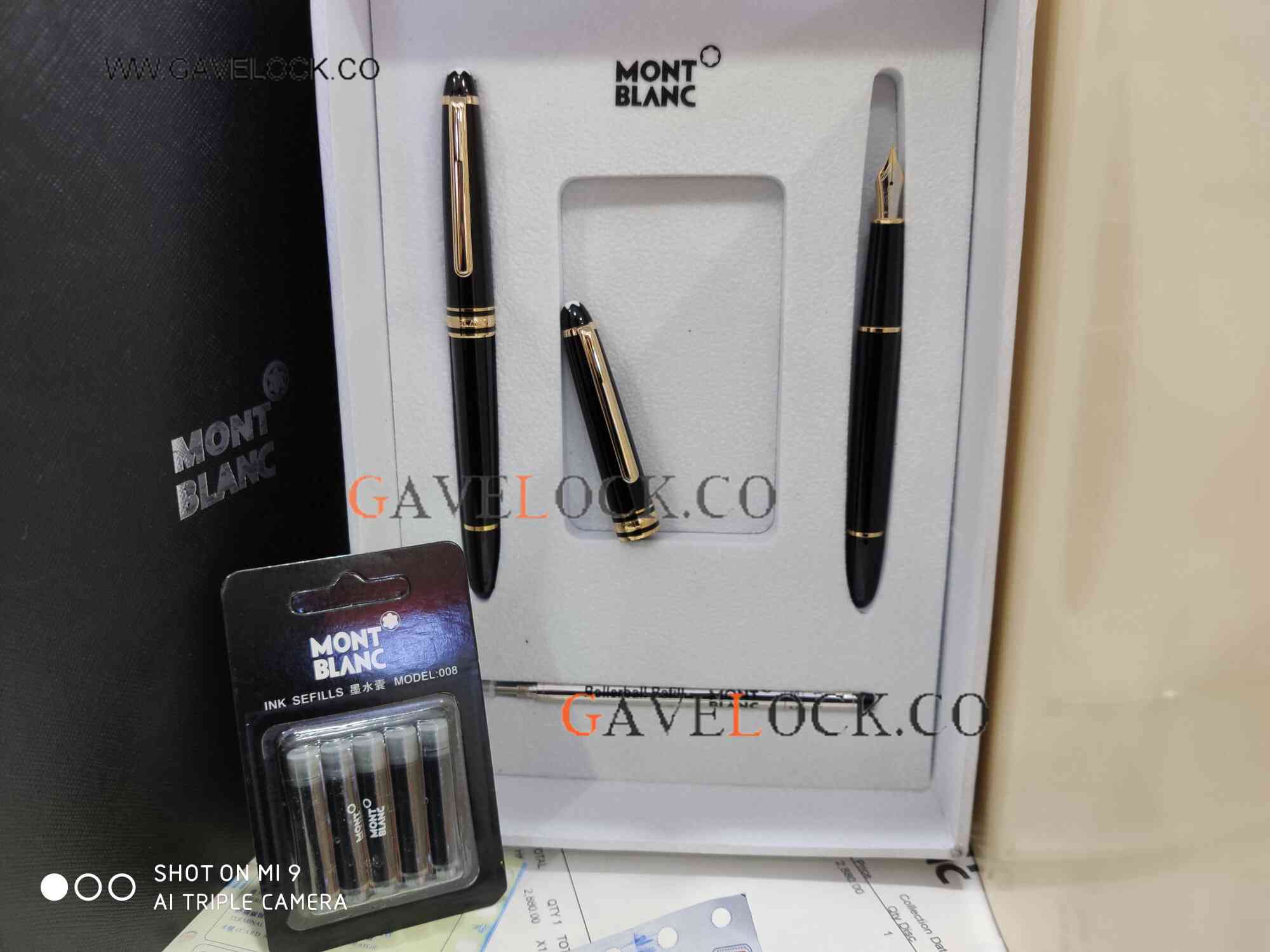 AAA Grade Montblanc Meisterstuck 164 Black Fountain and Rollerball Set For Sale